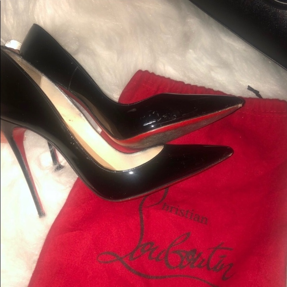 Christian Louboutin Black Patent Leather Pointed Toe Pumps